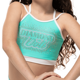 Teal Sky Bottoms - Cute high-waisted scrunch shorts with adjustable ties and soft silky fabric, featuring white bow finishes.