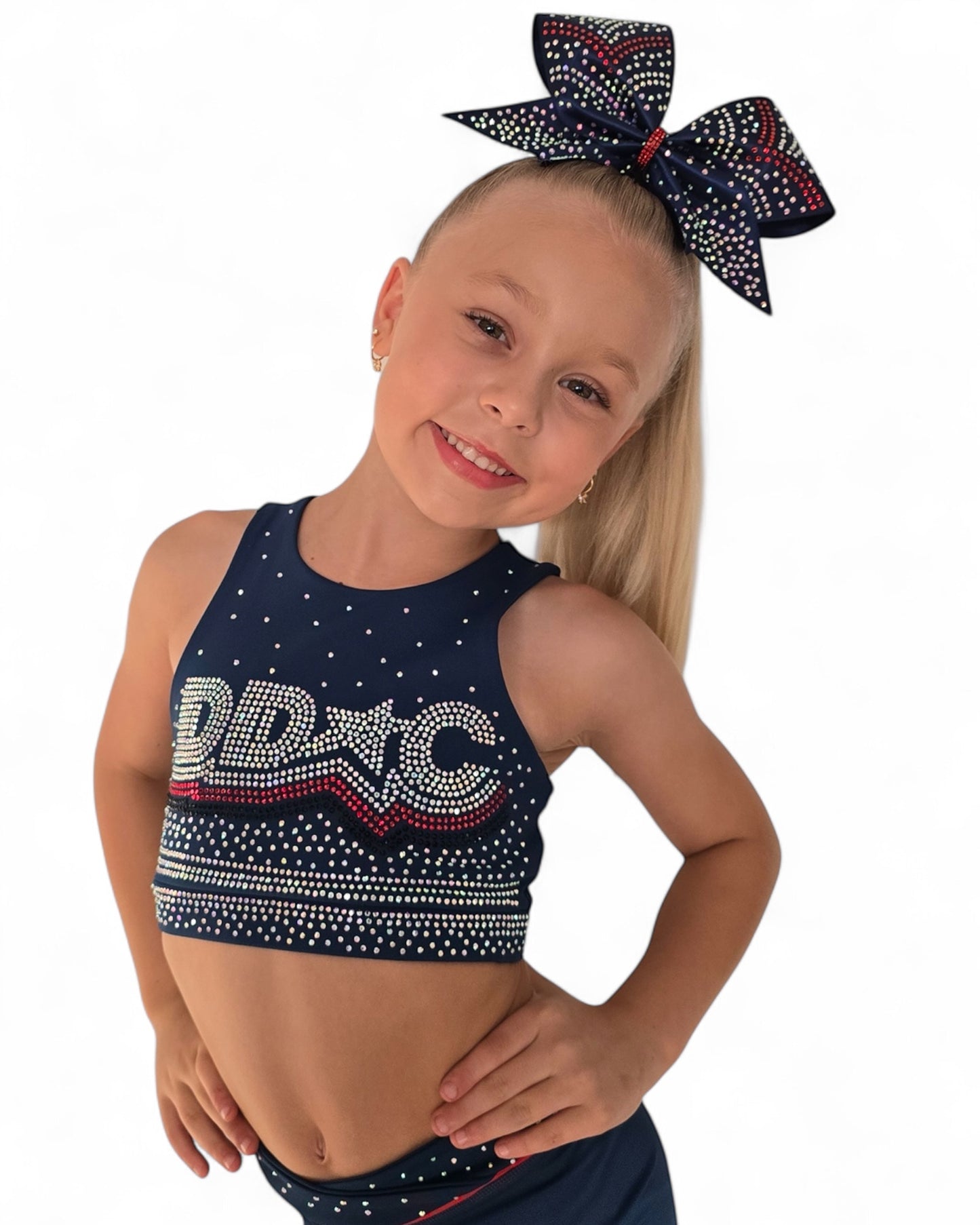 DDC Navy Crystal Crop – Premium Cheer & Dancewear for Kids